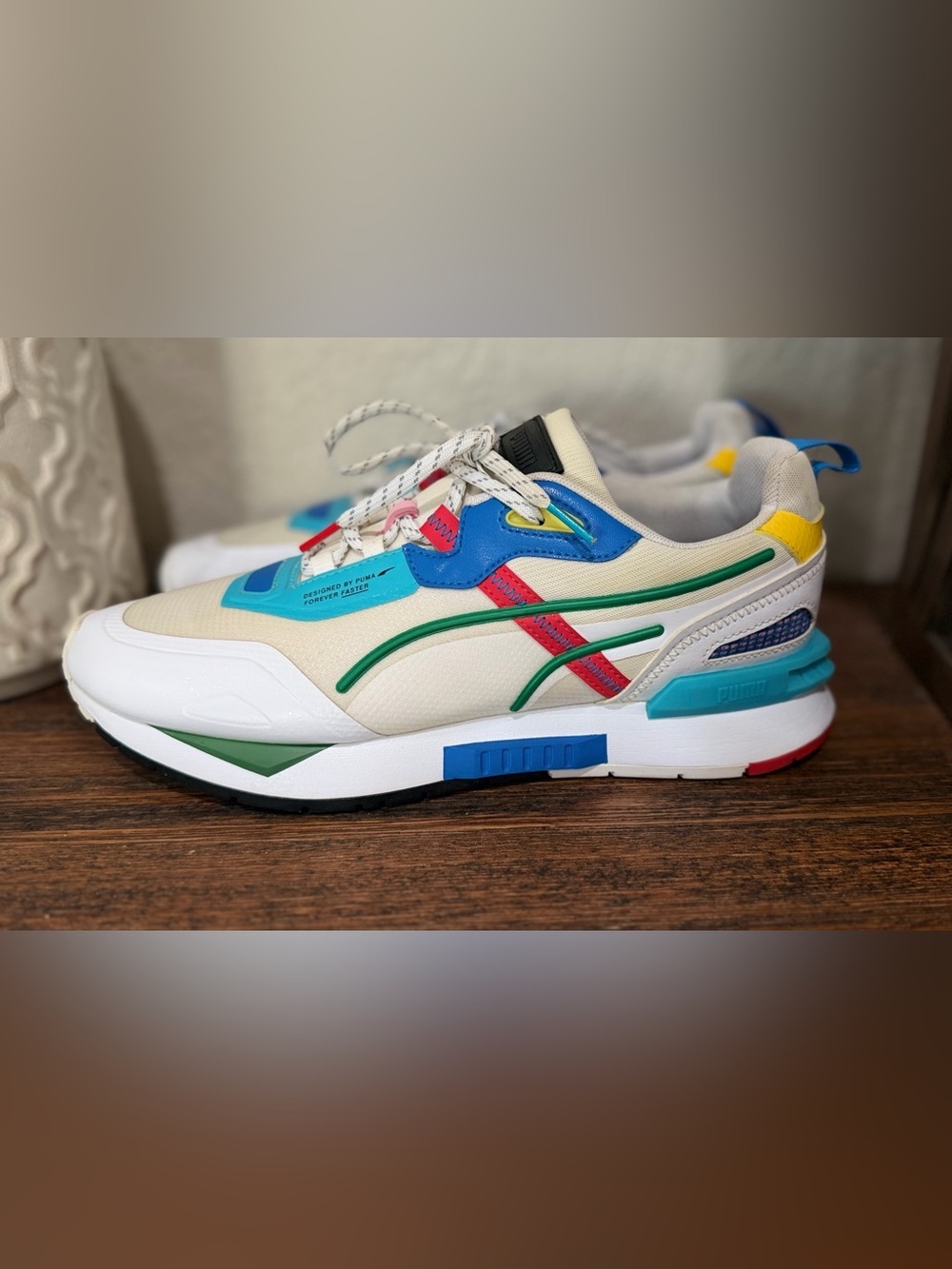 Puma Mirage Tech Game Mens White Multicolor Running Sneakers Size 10.0 US